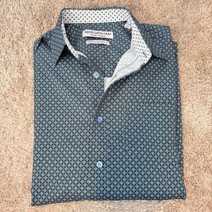 NWOT NICK GRAHAM Green and Blue Printed Dress Shirt S